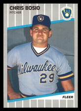 1989 Fleer Chris Bosio #179 Milwaukee Brewers