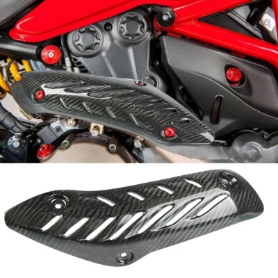 For 2014 - 2022 Ducati Monster 821 1200/S Carbon Fiber Exhaust Heat Shield Cover - Image 1 of 4