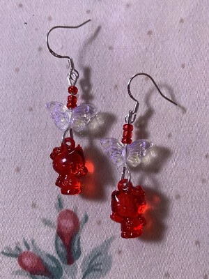 Pendientes de ángel hello kitty rojo hechos a mano Foto 1 de 2