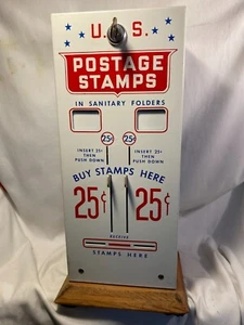 US Mail 25 Cent Metall Briefmarkenautomat Spender Münzfächer Vintage - Bild 1 von 16