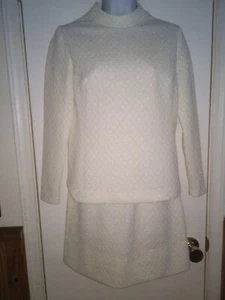 Vintage 70's Women's Ivory Suit Skirt & Long Sleeve Top Size 8-10 Chris Brent - Picture 1 of 4