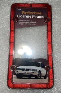 vintage reflective license Frame Red Superior Design For Safety - Picture 1 of 3