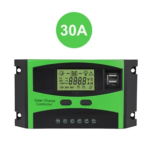 30A Solar Panel Battery Charge Controller PWM 12V/24V LCD Regulator Dual USB UK - Picture 1 of 14