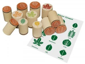 Holzstempel Set: 12 Blätter-Stempel – Kreatives Lernspiel für Kinder in Kita - Bild 1 von 2