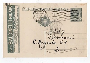 CARTOLINA POSTALE CON TASSELLO PUBBLICITARIO "DITTA BALDINELLI MILANO " - Picture 1 of 1