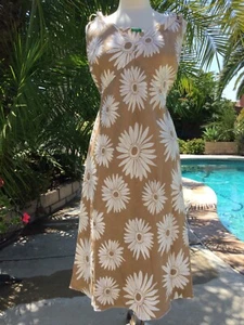 NWOT Of Benetton 100% Linen strap dress coffee Made in Italy size S - Picture 1 of 16