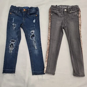 Girls Size 5 Skinny Jeans Super Stretchy: Arizona & Cat & Jack Flip Sequence - Picture 1 of 7