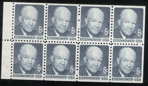 US. 1393. 6c. Eisenhower, 1393a. Booklet Pane of 8. Shiny Gum. MNH. 1970 - Picture 1 of 2