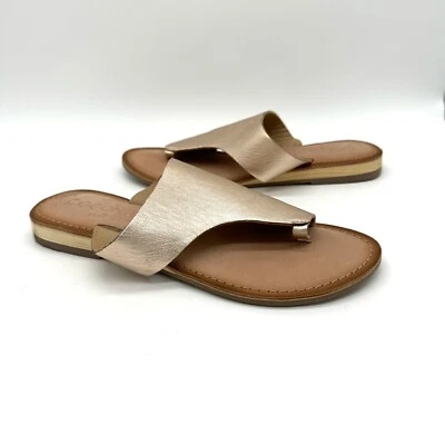 COCONUTS BY MATISSE Whitney Rose Gold Leather Slide Flat Sandals Size 7 NEW - Image 1 of 4