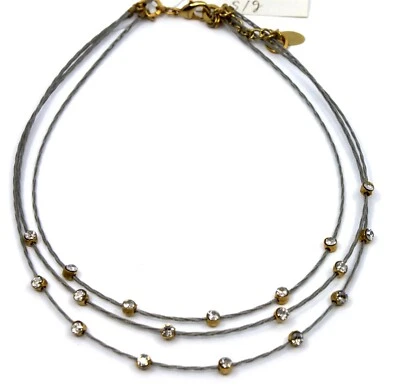 Collar clásico hecho a mano de susurros de temporada para mujer cristal transparente plata oro Foto 1 de 4