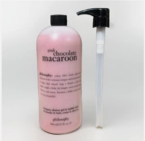 Philosophy Pink Chocolate Macaroon Shampoo Shower Gel Bubble Bath 32 oz W/Pump - Picture 1 of 1