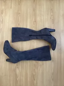 Damen Stiefel Gr.37, Alba Moda, Grau Samt Leder Kunstleder Gebraucht - Bild 1 von 11