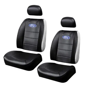 New Ford Logo Sideless Licensed Seat Covers 3 piece Universal Fit Low Back Pair - Picture 1 of 2