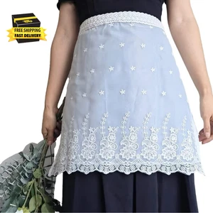 Grazioso Grembiule in Pizzo Vita Vintage Moda Mezzi Grembiuli per Cucina Cucina Cucina Restaura - Foto 1 di 5