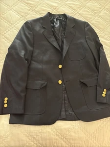 Brooks Brothers Boys 14 Blazer Wool Navy Blue Gold Two Button jacket sport coat - Picture 1 of 3