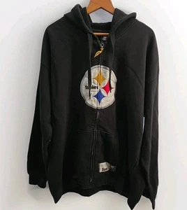 Felpa con cappuccio e zip NFL Team Apparel Pittsburgh Steelers 2XL nera logo ricamato - Foto 1 di 11