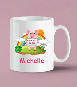 Personalised Cute Pig Mug - I Love You Pig Time - Picture 1 of 1