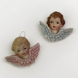 Vintage 1989 Scioto 2,5" Cherub Kopf Figuren 2 Stück kleine Wanddeko - Bild 1 von 6