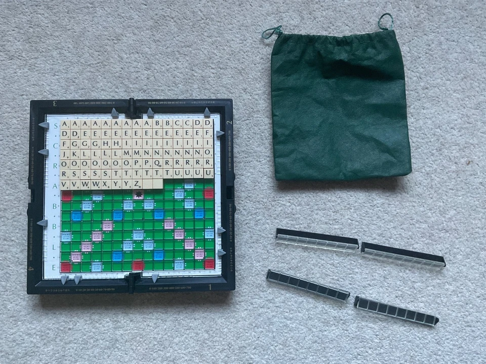 Travel Scrabble Board Game - Hard Plastic Case - All Clip in tiles  - See below - Image 1 of 4