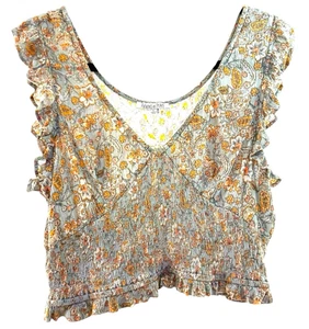 Patrons of Peace Baby Puppe Floral Milkmaid Cropped Top L gesmokt Flatterärmel - Bild 1 von 14