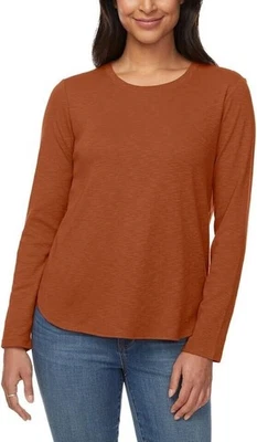KIRKLAND подпись женщин длинным рукавом Slub футболка, цвет ржавчины оранжевый XXL - Изображение 1 из 2