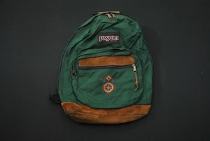 VTG Jansport Backpack Green Brown Suede Southwest Design 925BL - Picture 1 of 6