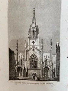 ENGRAVING 1832 TRINITY CHURCH LITTLE QUEEN STREET HOLBORN Gents mag - Picture 1 of 2