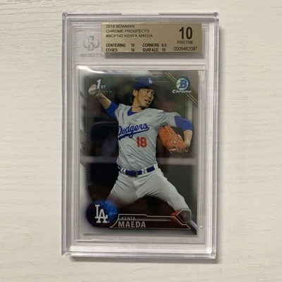 Tarjeta de novato Kenta Maeda 2016 Bowman Chrome Prospect #BCP142 BGS 10 impecable Foto 1 de 3
