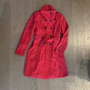 Guess Red Rouge Wool Blend Double Breasted Belted Pea Coat Size Medium - Bild 1 von 8