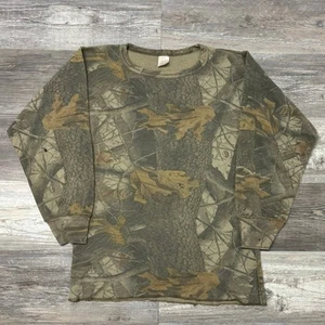 Vintage 90s Morgan Green Tan Mens M Hardwood Real Tree Camo Thermal T-Shirt - Picture 1 of 8