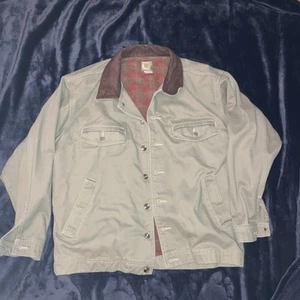 Vintage Marlboro Men's Khaki Denim Barn Coat/Large - Picture 1 of 10
