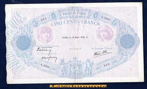 500 Franchi Blu E Rosa 16/3/1939 TTB TTB + A.3260 825 - Tipo 1888 - Foto 1 di 2