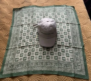 Bufanda de lino con estampado verde hecha a mano Holland & Holland para hombre + gorra hecha en Inglaterra - Imagen 1 de 11