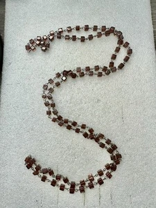 Vtg 52” AMETHYST glass Square Chain Bead Necklace - Picture 1 of 7