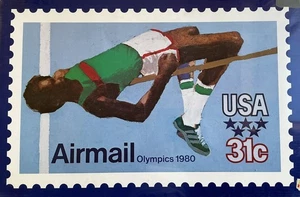 1980 Vintage selten - Luftpost Olympiade - USA 31c Poster - montiert - Bild 1 von 5