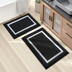 Black and White Bathroom Rugs Sets 2 Piece, Super Soft and Absorbent Microfib... - Bild 1 von 8