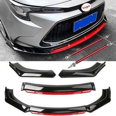 Alerón divisor de labios parachoques delantero negro brillante + rojo para Toyota Corolla Hatchback Foto 1 de 4
