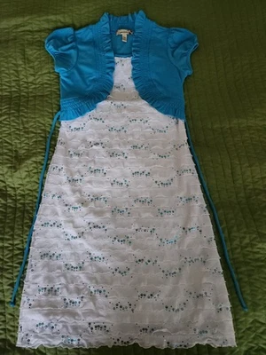 Speechless Blue and White Size 16 Girls' XL Sequined Dress - Image 1 of 4
