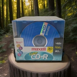 MAXELL 700MB 30pk Color CD-R 80 Min Individual Cases 648230 NEW - Picture 1 of 7