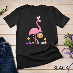 Bonita Camiseta Flamenco de Pascua con Cesta de Pascua Camiseta Unisex - Imagen 1 de 15