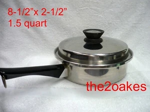 Amway Queen 18/8 Stainless Multi Ply Sauce 1.5 quart Pan Pot Lid qt 8-1/2"x2-1/2 - Picture 1 of 3