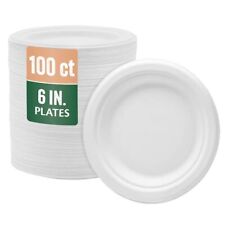 Compostable Heavy Duty 6" Disposable Paper Plates 100% Bagasse Biodegradable ...