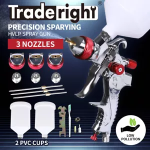 Traderight Spray Gun Paint Gun Kit HVLP Gravity Feed Air 1.4mm 1.7mm 2mm 3Tips - Picture 1 of 12