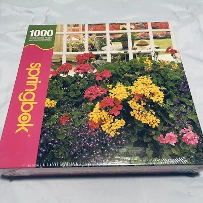Vintage Springbok Complete 1000 Piece Floral Colorful Puzzle, Garden Window - Image 1 of 4
