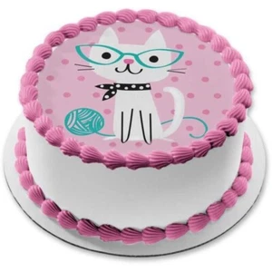 Cute Purrfect Cat Kitty 8" Round Edible Cake Image Frosting Topper Birthday - Picture 1 of 1