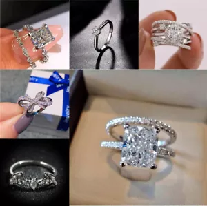 Cubic Zirconia Women Wedding Ring Elegant Fashion Rings Size 6-10 - Picture 1 of 34
