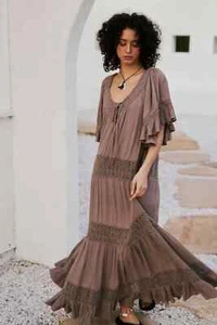 Free People Dream On Bohemian Oversized Maxikleid - Grau - Größe SMALL - Neu mit Etikett - Bild 1 von 7