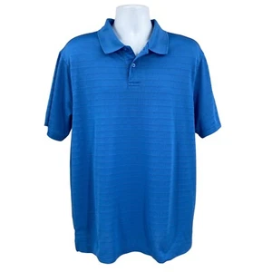 Haggar Cool 18 Performance Mens Polo Golf Shirt Blue Size Large SS Polyester - Picture 1 of 12
