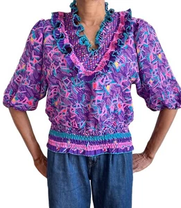 Top Susan Freis Assorti - Vintage - Diane Freis Sister - Etiqueta S - Reino Unido 10/12 - Imagen 1 de 9