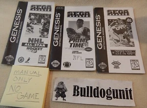 3 Manual Lot Sega Genesis NFL 95 Prime Time Deion Sanders NHL All-Star NO GAMES - Picture 1 of 2